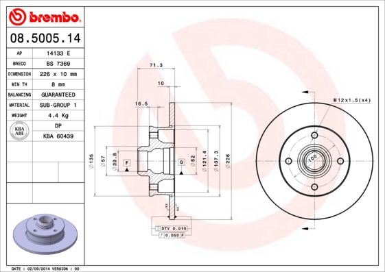 BREMBO Bremsscheibe (08.5005.14)