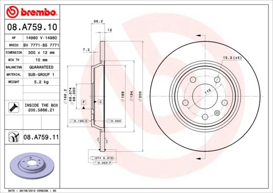 BREMBO Bremsscheibe (08.A759.11)