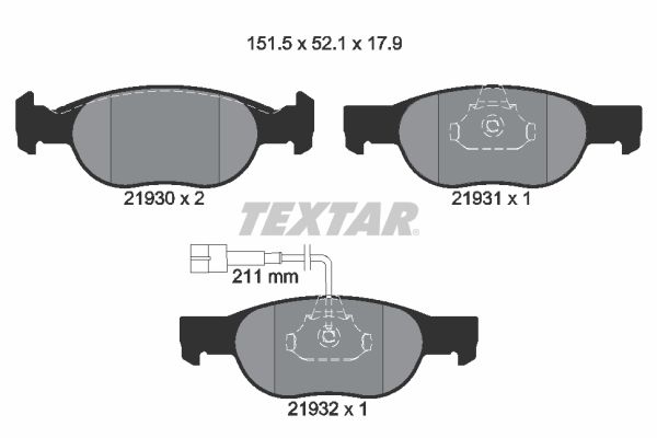 TEXTAR Bremsbelagsatz, Scheibenbremse (2193002)