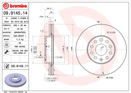 BREMBO Bremsscheibe (09.9145.14)