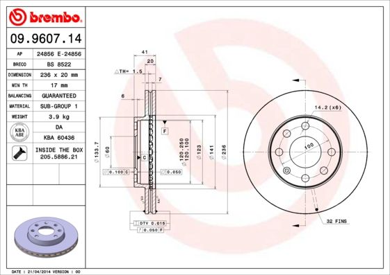 BREMBO Bremsscheibe (09.9607.14)