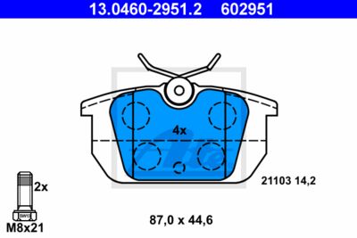 ATE Bremsbelagsatz, Scheibenbremse (13.0460-2951.2)