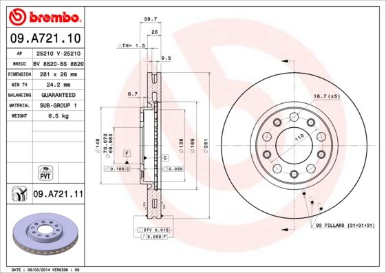 BREMBO Bremsscheibe (09.A721.10)