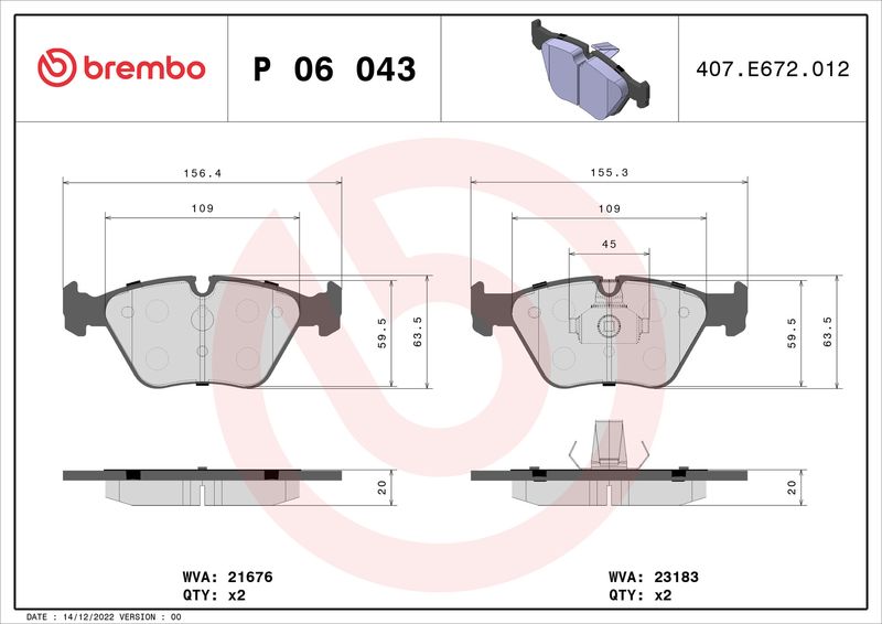 BREMBO Bremsbelagsatz, Scheibenbremse (P 06 043X)