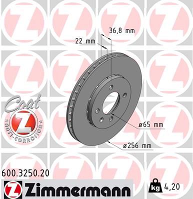 ZIMMERMANN Bremsscheibe (600.3250.20)