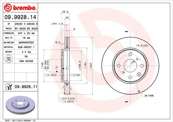 BREMBO Bremsscheibe (09.9928.11)