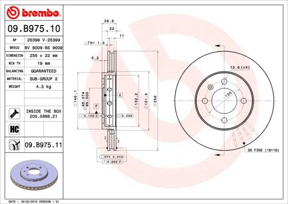 BREMBO Bremsscheibe (09.B975.10)