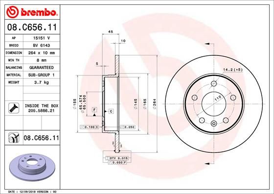 BREMBO Bremsscheibe (08.C656.11)