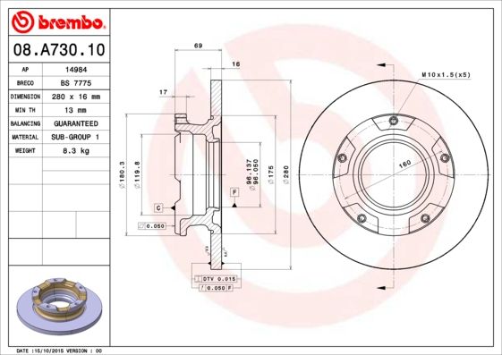 BREMBO Bremsscheibe (08.A730.10)