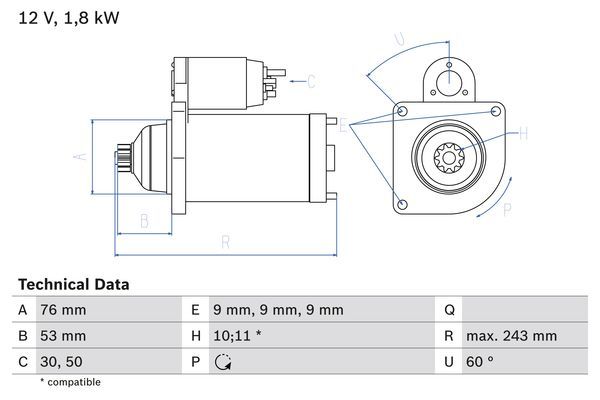 BOSCH Starter (0 986 016 990)