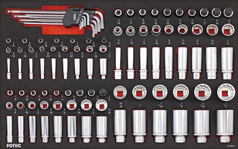 SFS 1/4'', 3/8'' & 1/2'' Nuss- und Bit-Satz, SAE 100-tlg.