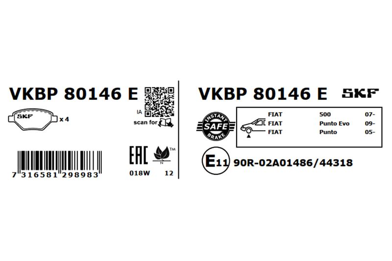 SKF Bremsbelagsatz, Scheibenbremse (VKBP 80146 E)