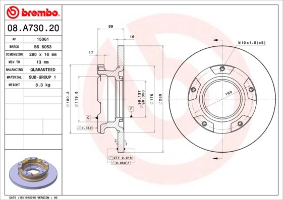 BREMBO Bremsscheibe (08.A730.20)