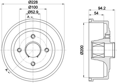 HELLA Bremstrommel (8DT 355 302-731)