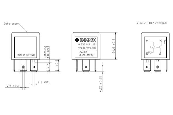 BOSCH Relais, Arbeitsstrom (0 332 014 112)