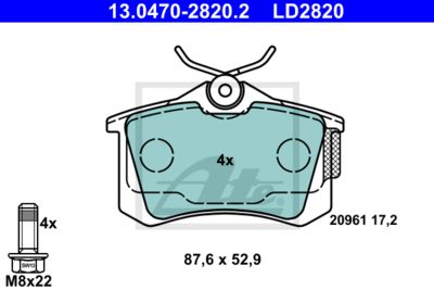 ATE Bremsbelagsatz, Scheibenbremse (13.0470-2820.2)