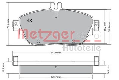 METZGER Bremsbelagsatz, Scheibenbremse (1170215)