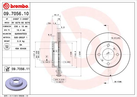 BREMBO Bremsscheibe (09.7056.11)