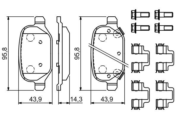 BOSCH Bremsbelagsatz, Scheibenbremse (0 986 494 935)