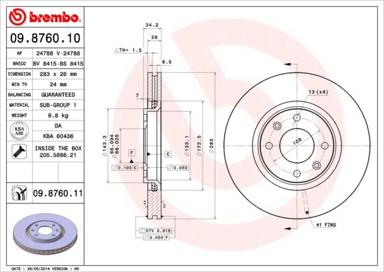 BREMBO Bremsscheibe (09.8760.11)