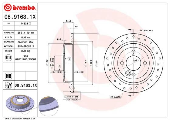 BREMBO Bremsscheibe (08.9163.1X)