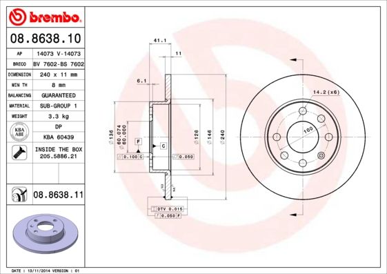 BREMBO Bremsscheibe (08.8638.11)