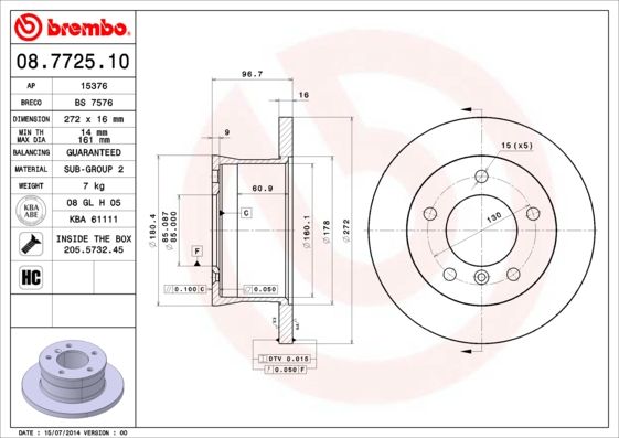 BREMBO Bremsscheibe (08.7725.10)