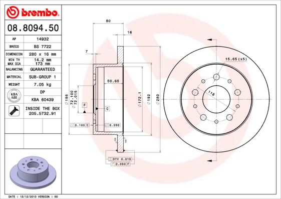 BREMBO Bremsscheibe (08.8094.50)