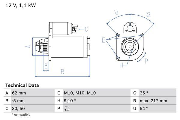 BOSCH Starter (0 986 016 530)