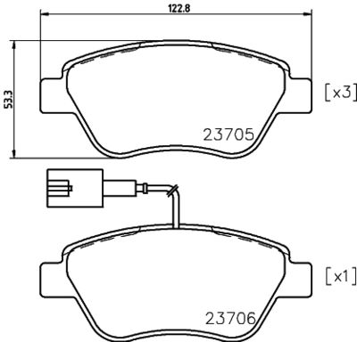 HELLA Bremsbelagsatz, Scheibenbremse (8DB 355 018-821)