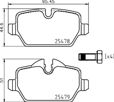 HELLA Bremsbelagsatz, Scheibenbremse (8DB 355 020-111)