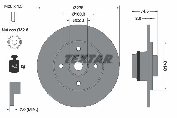 TEXTAR Bremsscheibe (92154003)