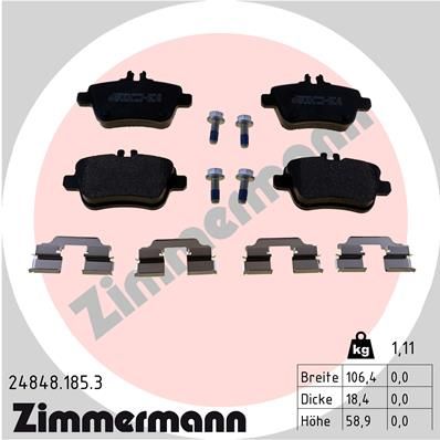 ZIMMERMANN Bremsbelagsatz, Scheibenbremse (24848.185.3)