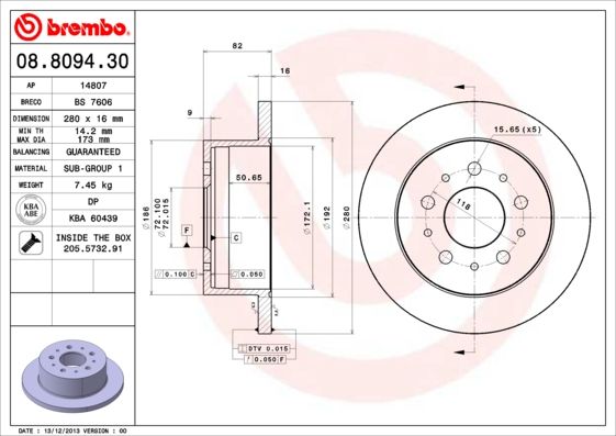 BREMBO Bremsscheibe (08.8094.30)