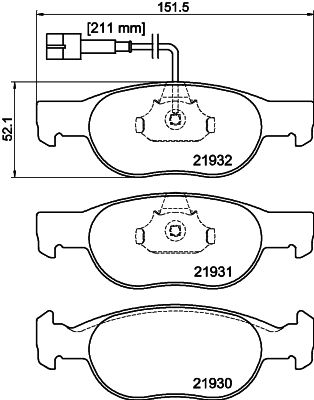 HELLA PAGID Bremsbelagsatz, Scheibenbremse (8DB 355 007-921)