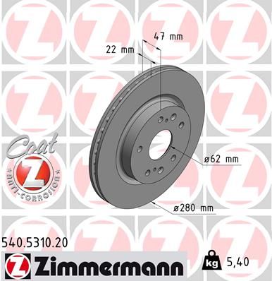 ZIMMERMANN Bremsscheibe (540.5310.20)