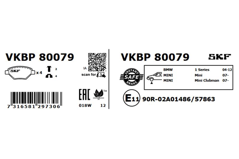 SKF Bremsbelagsatz, Scheibenbremse (VKBP 80079)