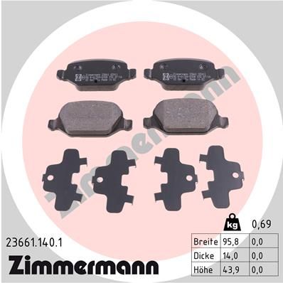 ZIMMERMANN Bremsbelagsatz, Scheibenbremse (23661.140.1)