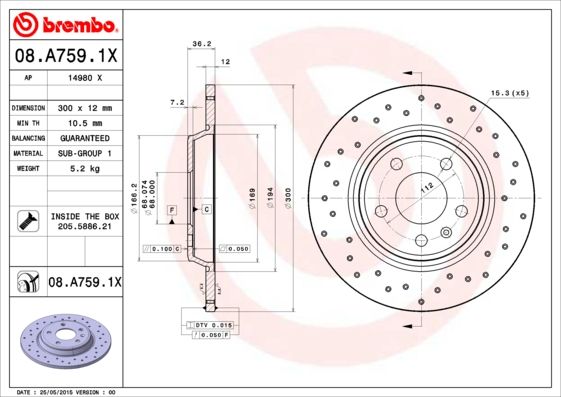 BREMBO Bremsscheibe (08.A759.1X)