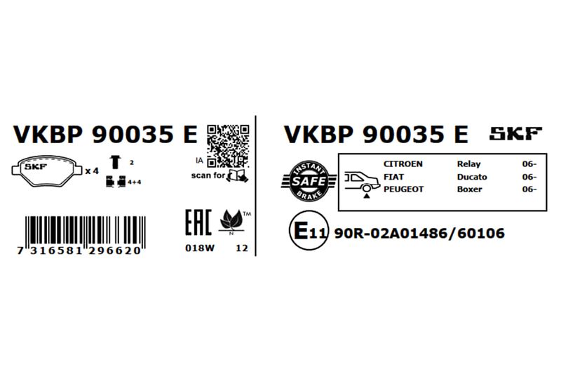 SKF Bremsbelagsatz, Scheibenbremse (VKBP 90035 E)