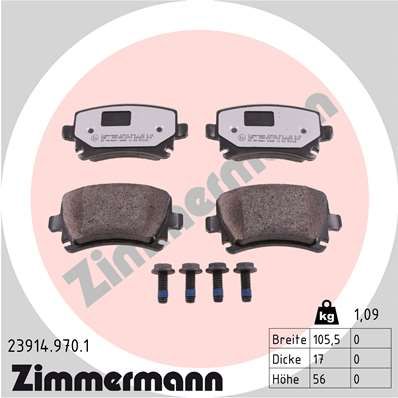 ZIMMERMANN Bremsbelagsatz, Scheibenbremse (23914.970.1)