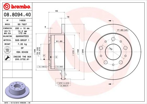 BREMBO Bremsscheibe (08.8094.40)