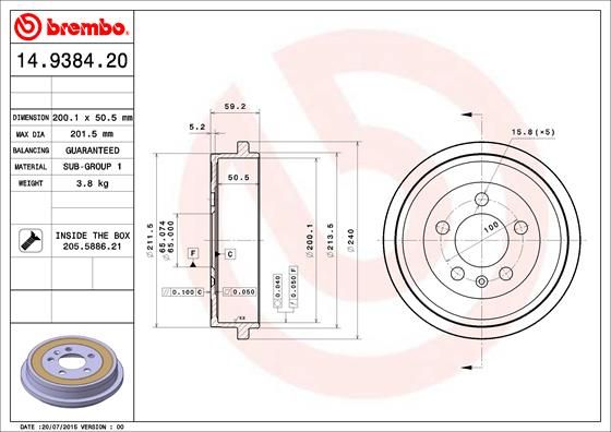 BREMBO Bremstrommel (14.9384.20)