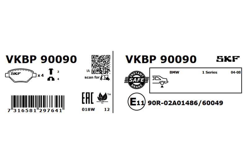 SKF Bremsbelagsatz, Scheibenbremse (VKBP 90090)