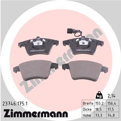 ZIMMERMANN Bremsbelagsatz, Scheibenbremse (23746.175.1)