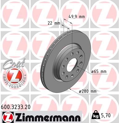 ZIMMERMANN Bremsscheibe (600.3233.20)