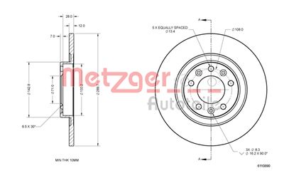 METZGER Bremsscheibe (6110890)