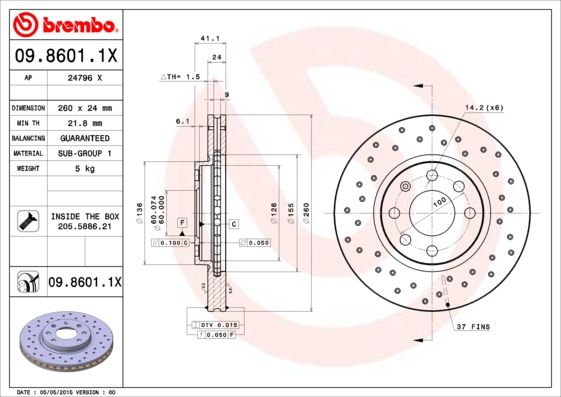 BREMBO Bremsscheibe (09.8601.1X)