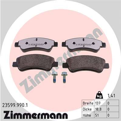 ZIMMERMANN Bremsbelagsatz, Scheibenbremse (23599.990.1)