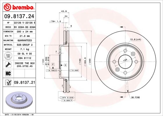 BREMBO Bremsscheibe (09.8137.24)